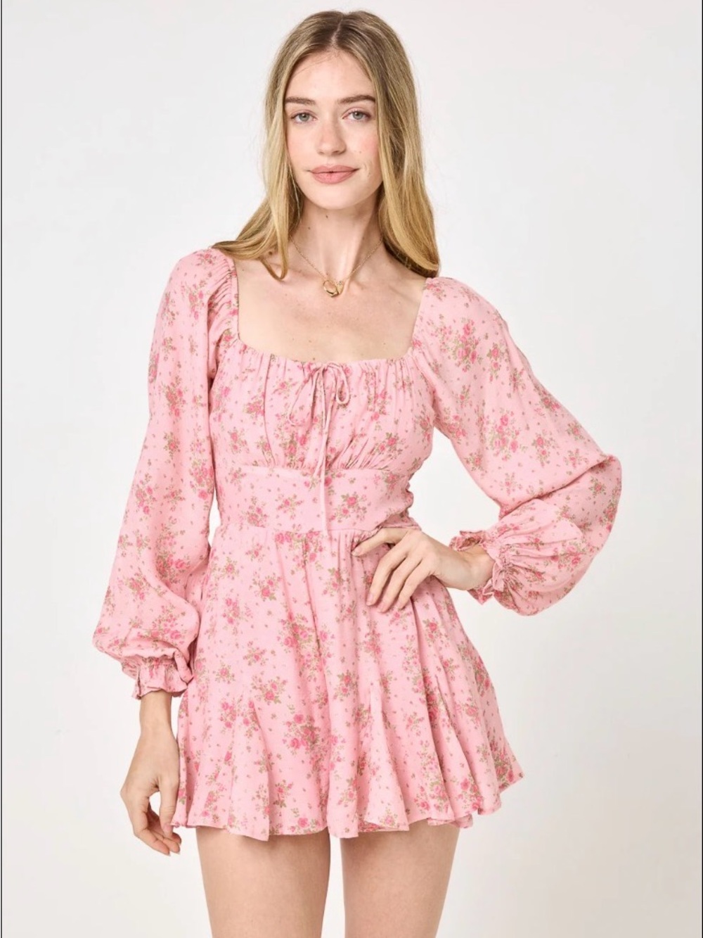 NEW Trixxi Pink Floral Long-Sleeve Floral Ruffle Romper Size XL